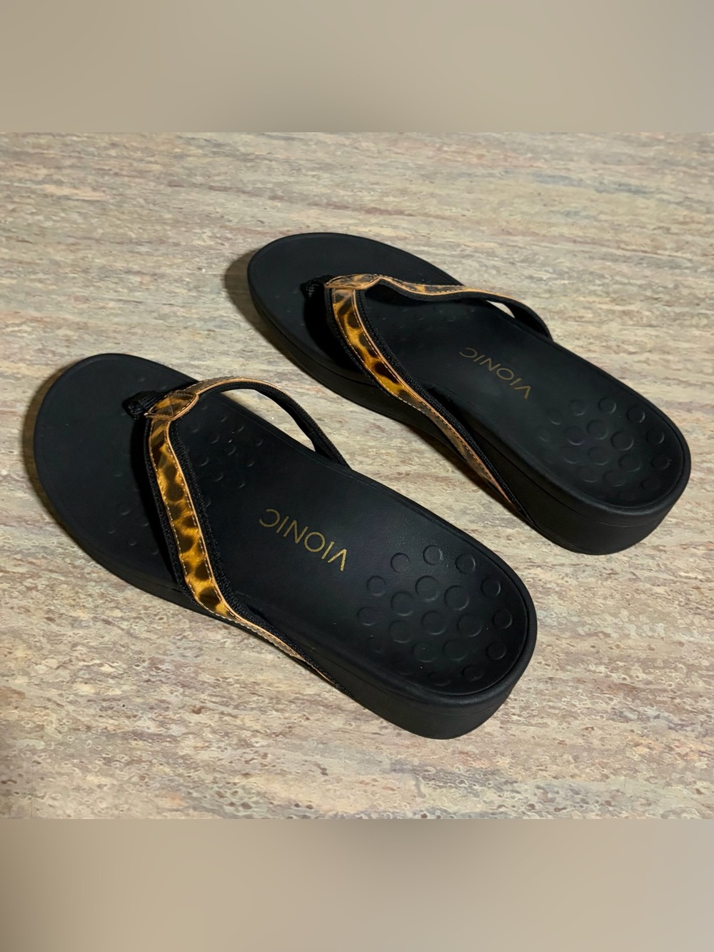 Vionic Animal Print Straps Sandals with Black Sole - Picture 10 of 12